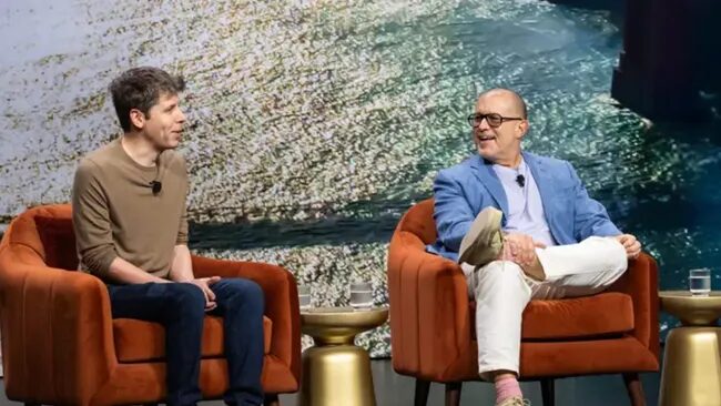 CEO Sam Altman e o designer Jony Ive (Reprodução/Emerson Collective)