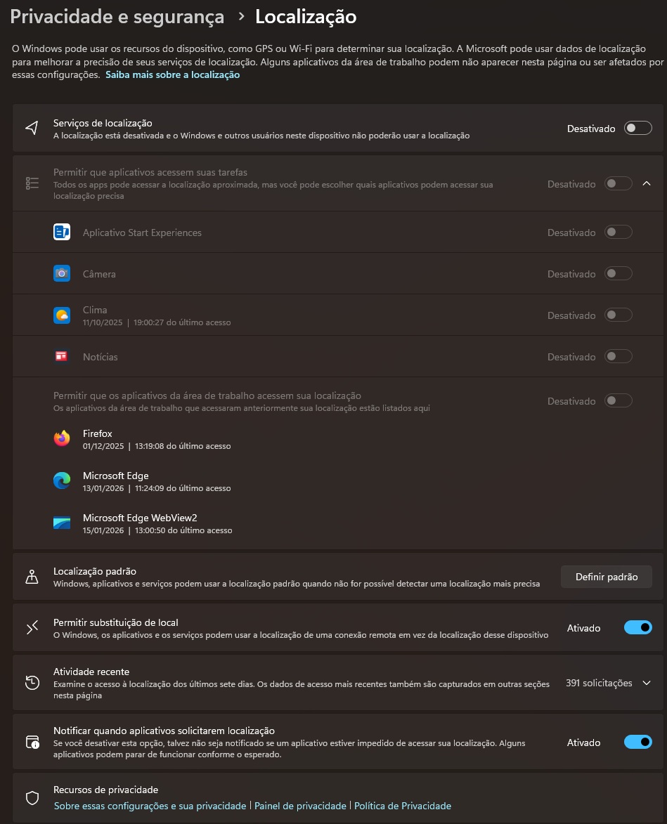 Como evitar que o Windows rastreie os seus dados de localização