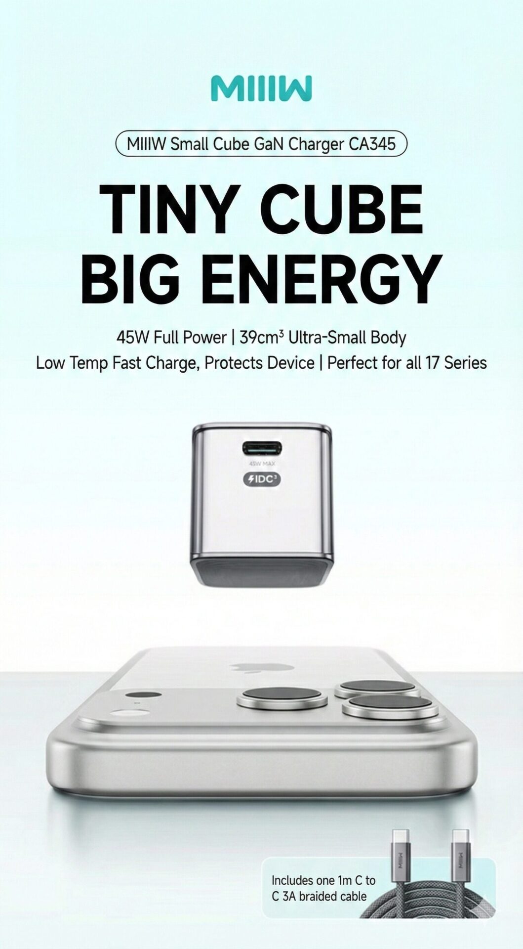 Xiaomi lança carregador GaN de 45W que cabe no bolso